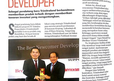 10 November 2017 – Trimitraland as Best Newcomer Developer 2017 – Property & Bank Award